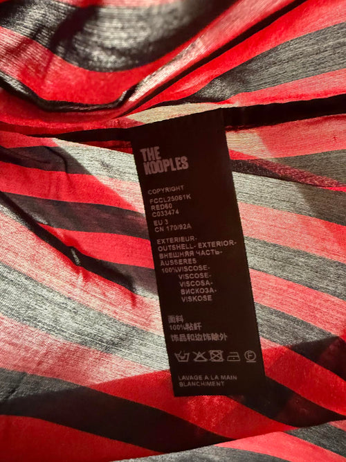The Kooples Red Black Striped Button Shirt US Size Large / FR 3 NWT $225