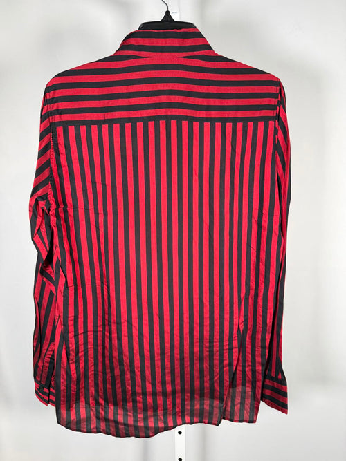 The Kooples Red Black Striped Button Shirt US Size Large / FR 3 NWT $225