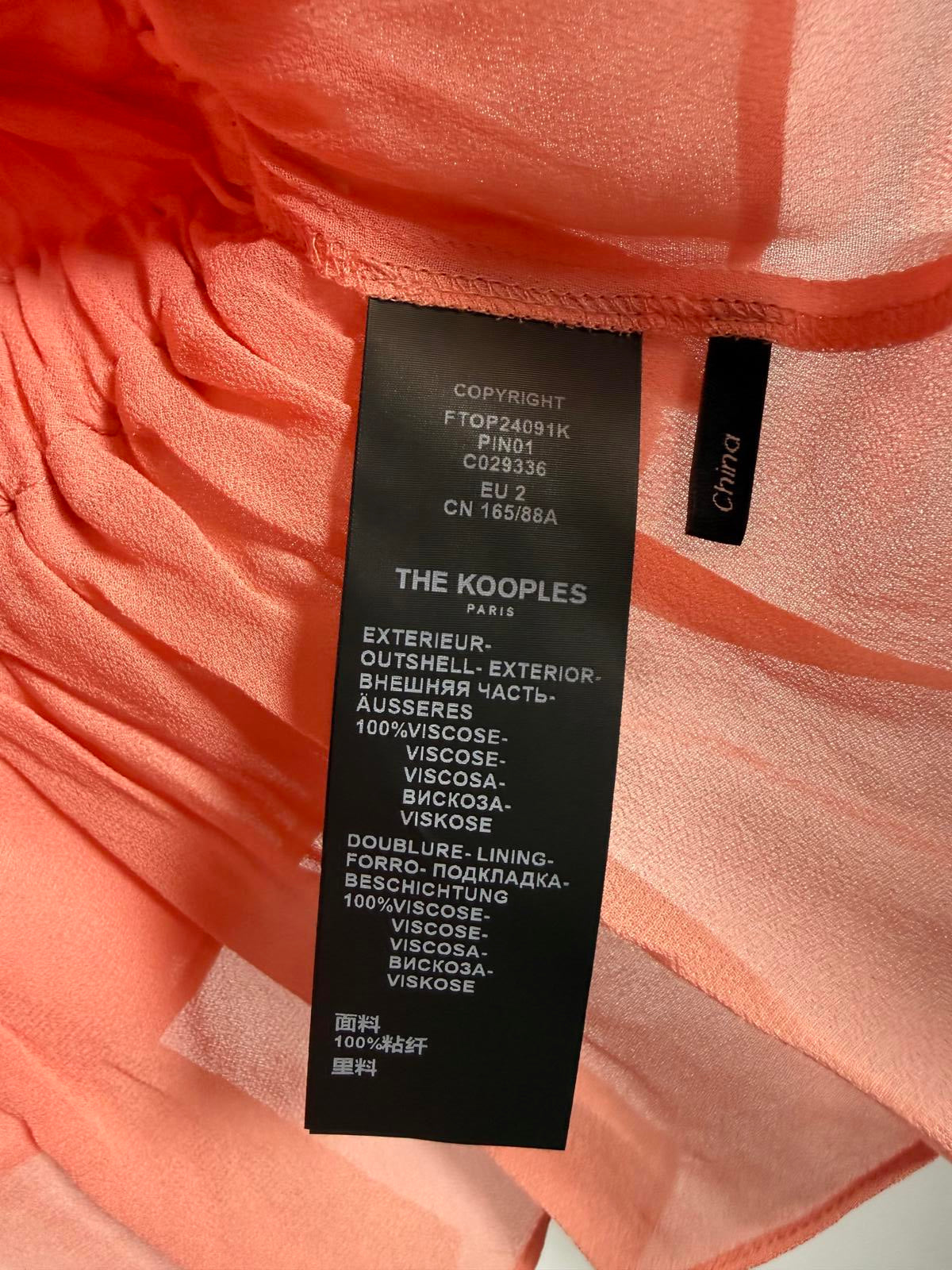 The Kooples Pink Ruffle Peplum Blouse 100% Viscose US Medium / FR 2 NWT $210