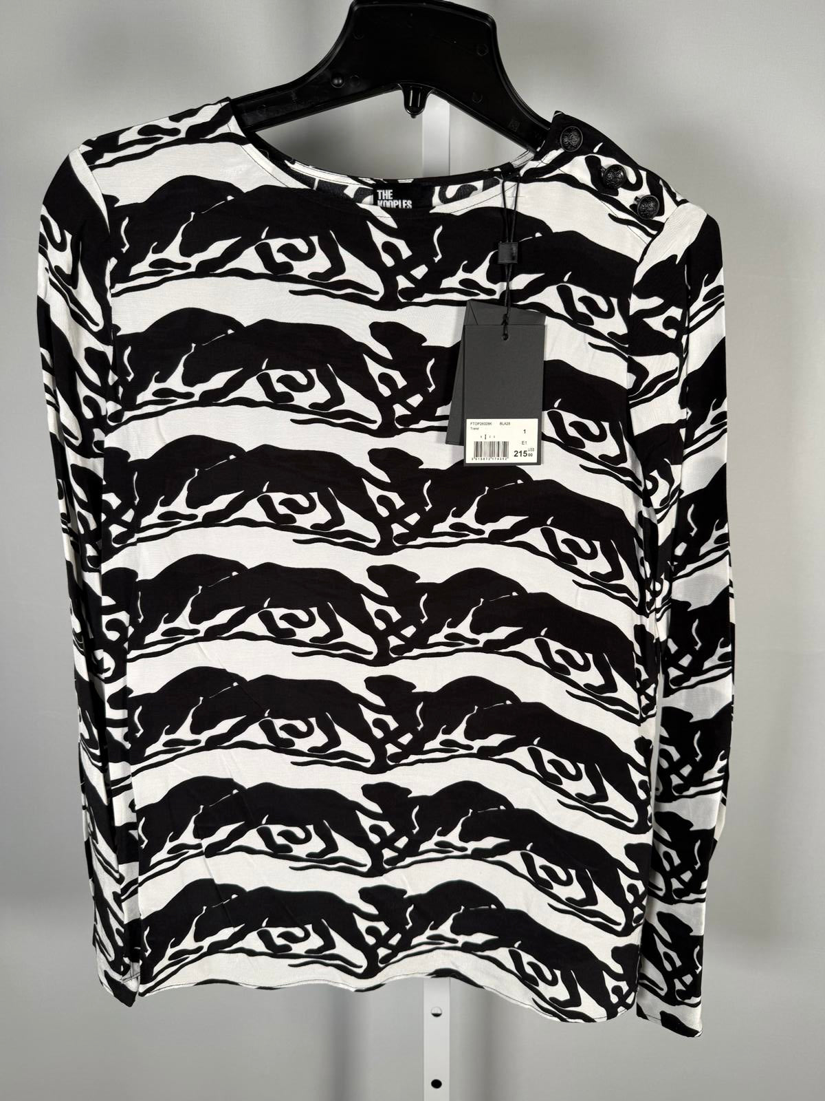 The Kooples Wild Panther Print Blouse 100% Viscose US Small / FR 1 NWT $215