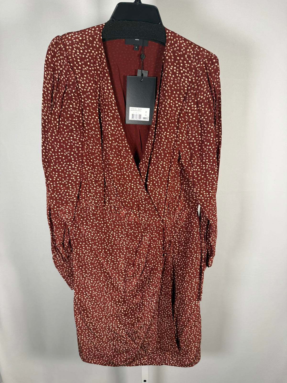 The Kooples Moon Dots Wrap Dress Viscose Silk Blend US Medium / FR 2 NWT $385