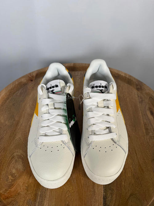 Diadora Game L Low White Golden Rod Leather Sneakers Size US 6 / EU 36.5 NWB