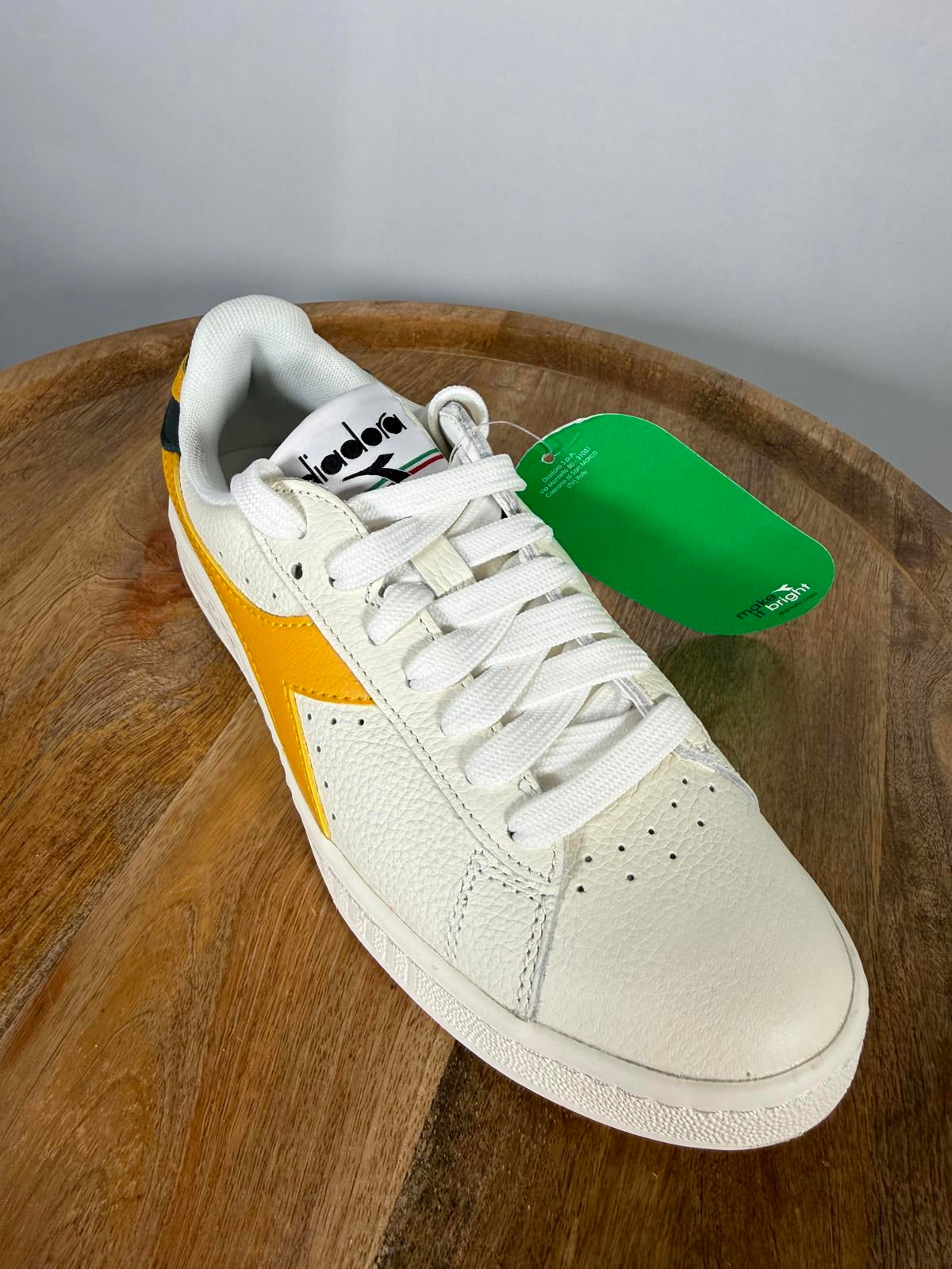 Diadora Game L Low White Golden Rod Leather Sneakers Size US 6 / EU 36.5 NWB