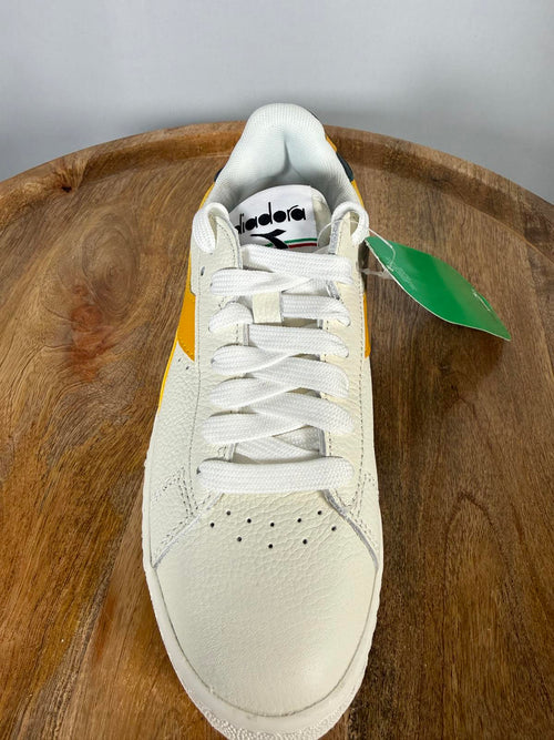 Diadora Game L Low White Golden Rod Leather Sneakers Size US 6 / EU 36.5 NWB