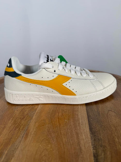 Diadora Game L Low White Golden Rod Leather Sneakers Size US 6 / EU 36.5 NWB