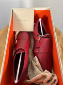Santoni Made In Italy Red Leather Double Monk Strap Shoe US 5 / EU 35 NWB $900