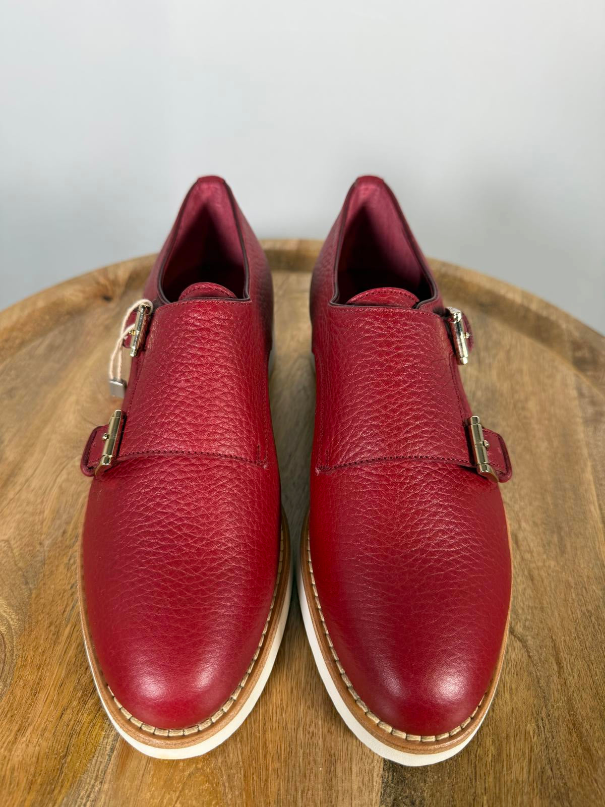 Santoni Made In Italy Red Leather Double Monk Strap Shoe US 5 / EU 35 NWB $900