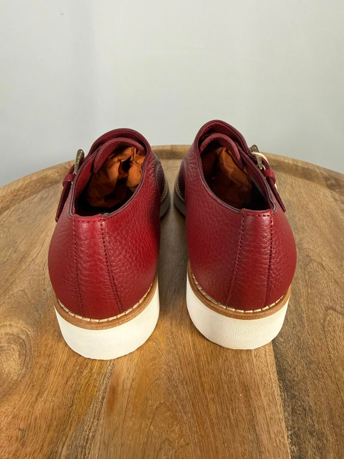 Santoni Made In Italy Red Leather Double Monk Strap Shoe US 5 / EU 35 NWB $900