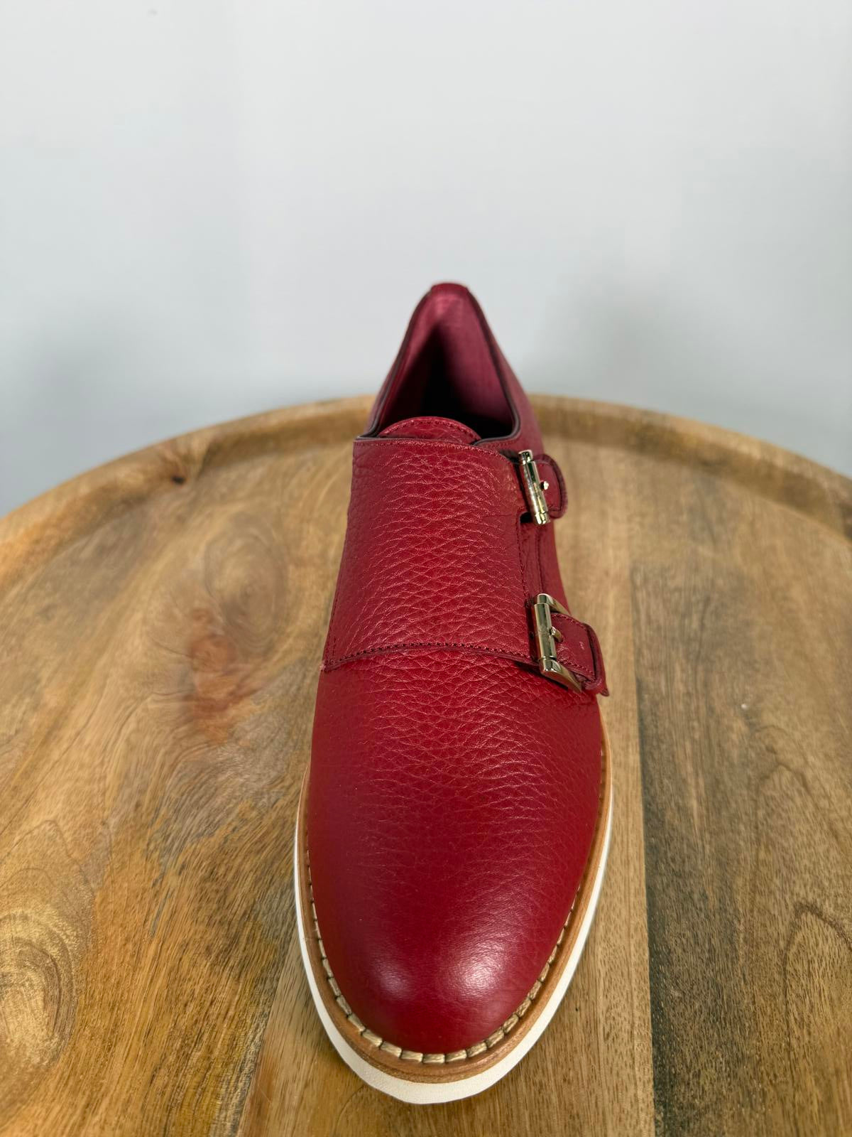 Santoni Made In Italy Red Leather Double Monk Strap Shoe US 5 / EU 35 NWB $900