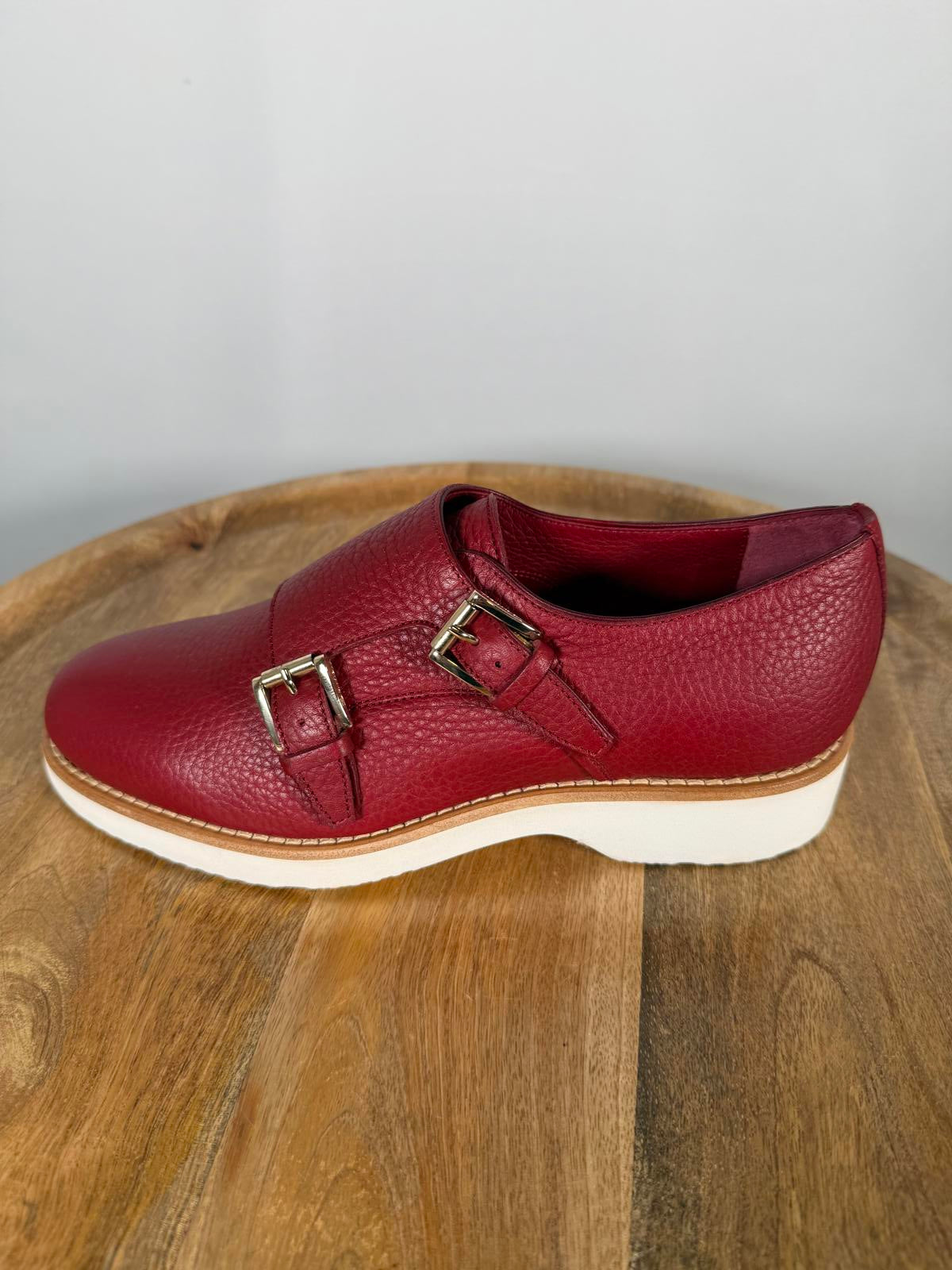 Santoni Made In Italy Red Leather Double Monk Strap Shoe US 5 / EU 35 NWB $900