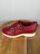 Santoni Made In Italy Red Leather Double Monk Strap Shoe US 5 / EU 35 NWB $900