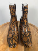 French Connection Toni Boot Brown / Black Snake Print US Size 7.5 NWB