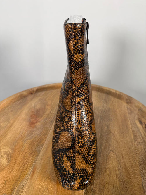 French Connection Toni Boot Brown / Black Snake Print US Size 6 NWB