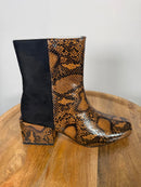 French Connection Toni Boot Brown / Black Snake Print US Size 6 NWB