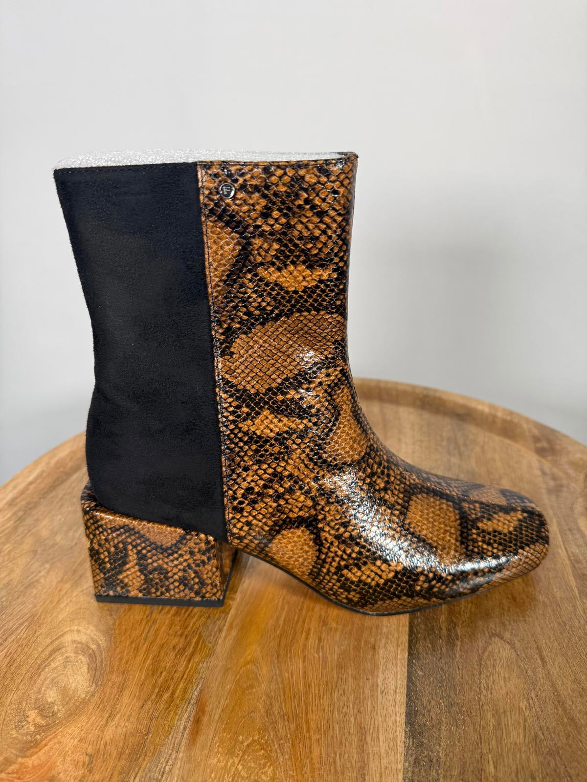 French Connection Toni Boot Brown / Black Snake Print US Size 7.5 NWB