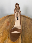 French Connection Brown Suede Ankle Strap Block Heel Sandals US 9 / EU 40 NWB