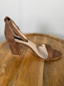 French Connection Brown Suede Ankle Strap Block Heel Sandals US 9 / EU 40 NWB
