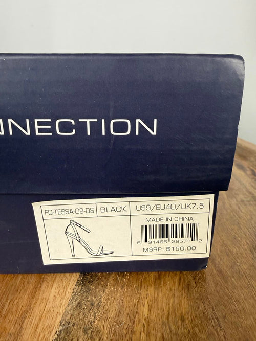 French Connection Tessa Black Strappy Heels Ankle Strap Sandals US 9 / EU 40 NWB