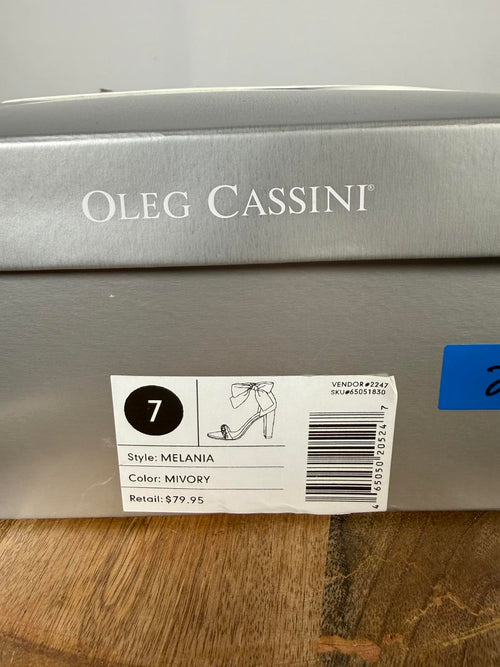 Oleg Cassini Melania Bow Rhinestone Heel Ivory Women's US Size 7 NWB