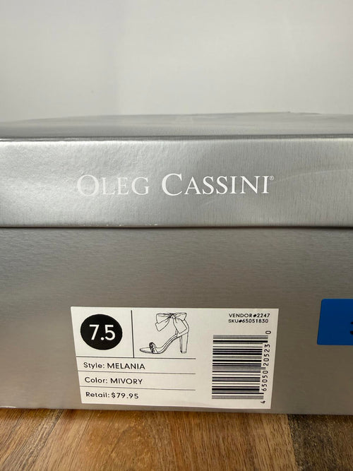 Oleg Cassini Melania Bow Rhinestone Heel Ivory Women's US Size 7.5 NWB