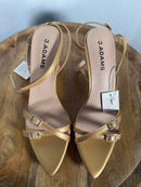 J.Adams Layla Gold PU Rhinestone Strap Heels Women's Size US 9 NWB