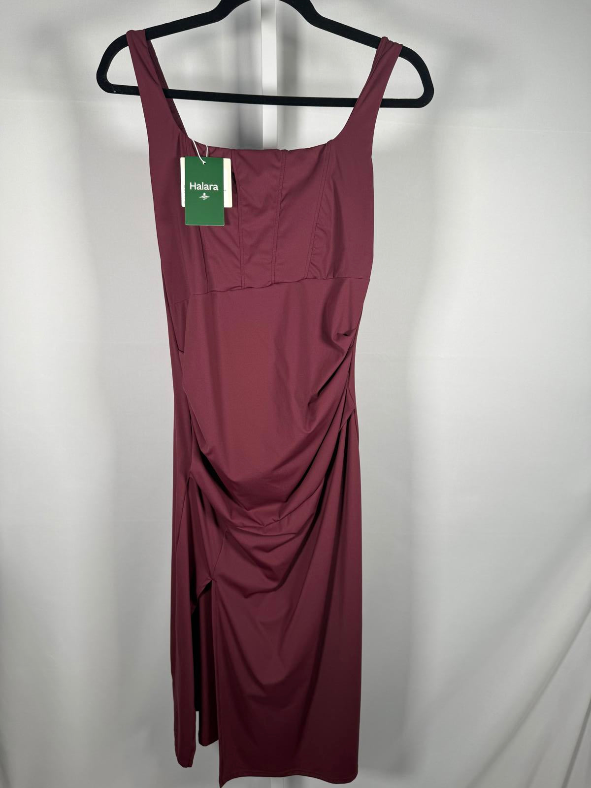 Halara Softlyzero Backless Corset Ruched Bodycon Midi Cool Touch Dress M NWT