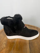 New England Patriots Faux Fur Wedge Sneaker Boot Black US 8 / EU 39 NWB