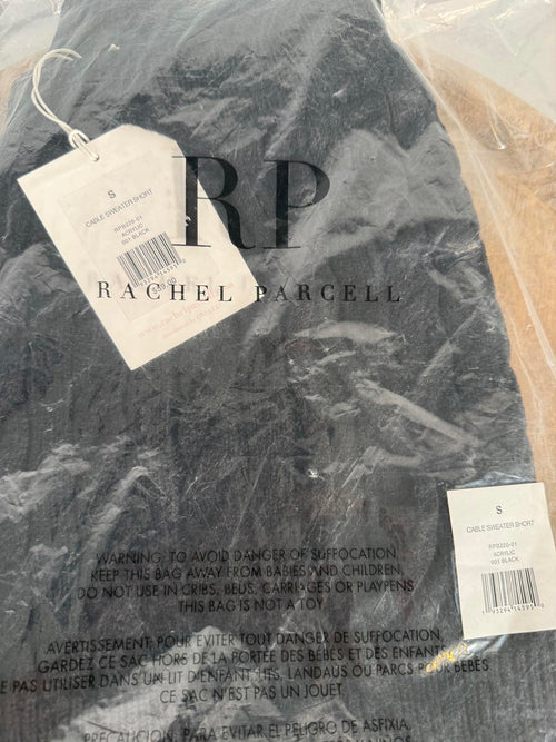 NWT Rachel Parcell Black Cable Knit Sweater Shorts Drawstring Waist Size Small