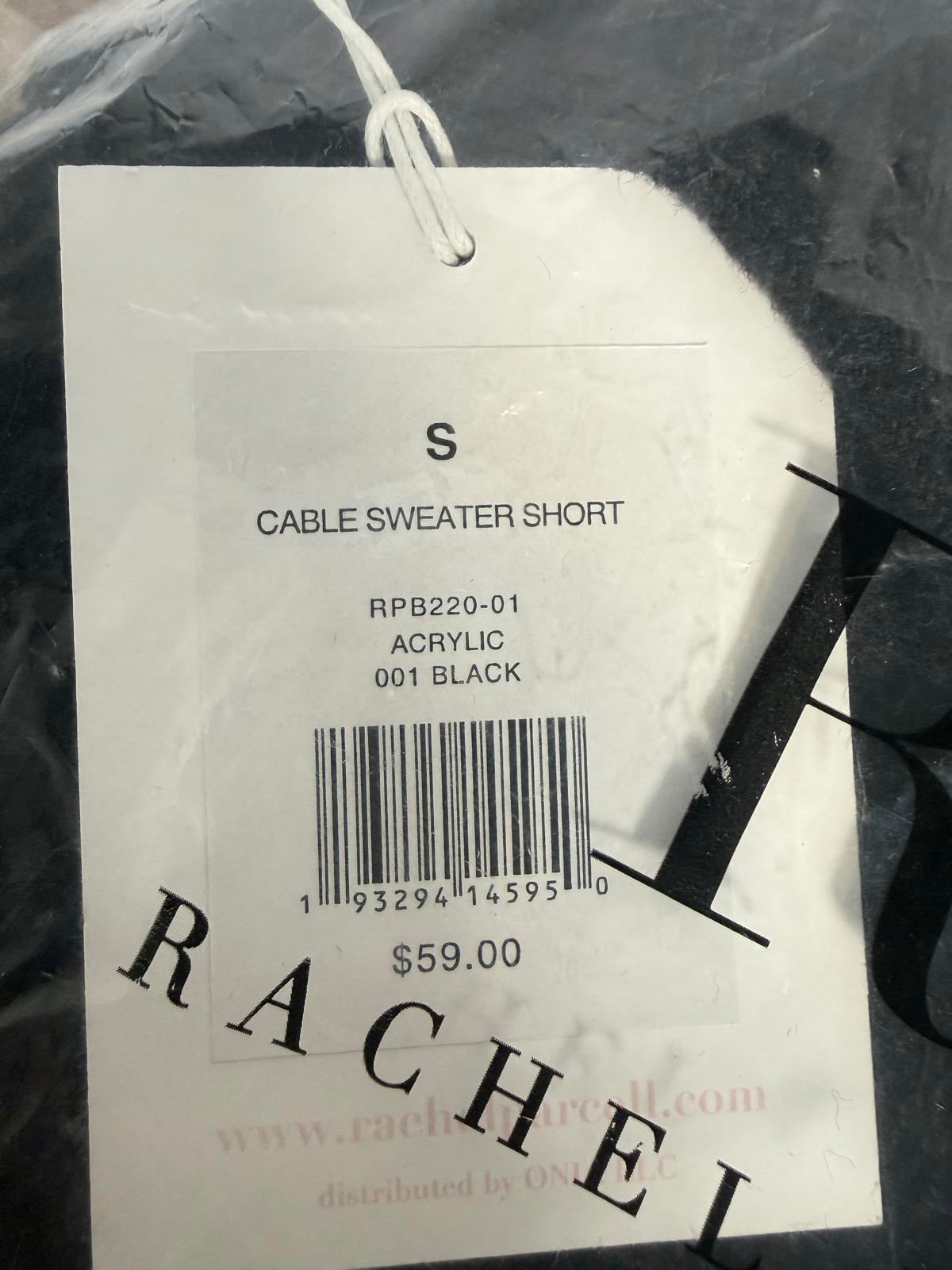 NWT Rachel Parcell Black Cable Knit Sweater Shorts Drawstring Waist Size Small