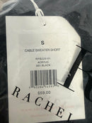 NWT Rachel Parcell Black Cable Knit Sweater Shorts Drawstring Waist Size Small
