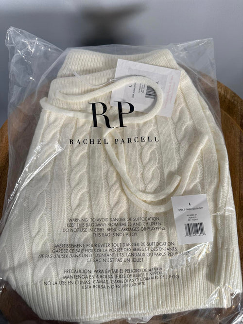 NWT Rachel Parcell White Cable Knit Sweater Shorts Drawstring Waist Size Large