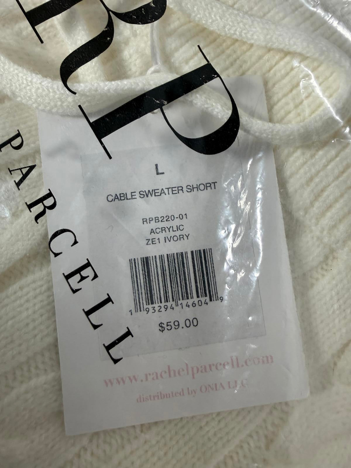 NWT Rachel Parcell White Cable Knit Sweater Shorts Drawstring Waist Size Large