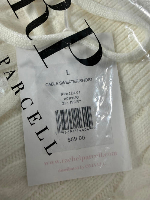 NWT Rachel Parcell White Cable Knit Sweater Shorts Drawstring Waist Size Large