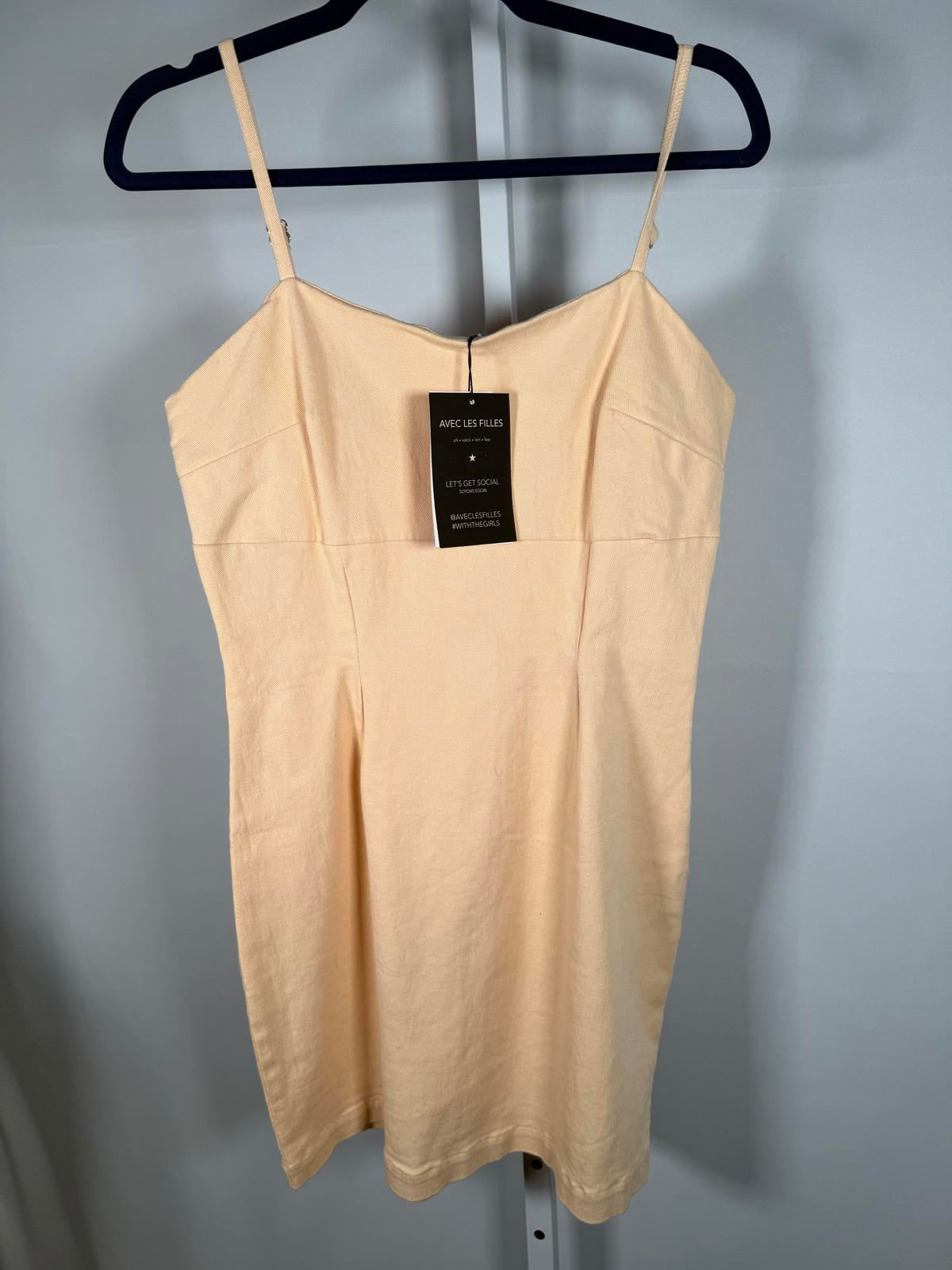 NWT Avec Les Filles Pale Yellow Sleeveless Mini Dress Size 10