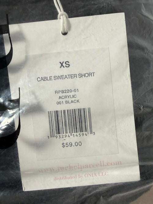 NWT Rachel Parcell Black Cable Knit Sweater Shorts Drawstring Waist Size XS