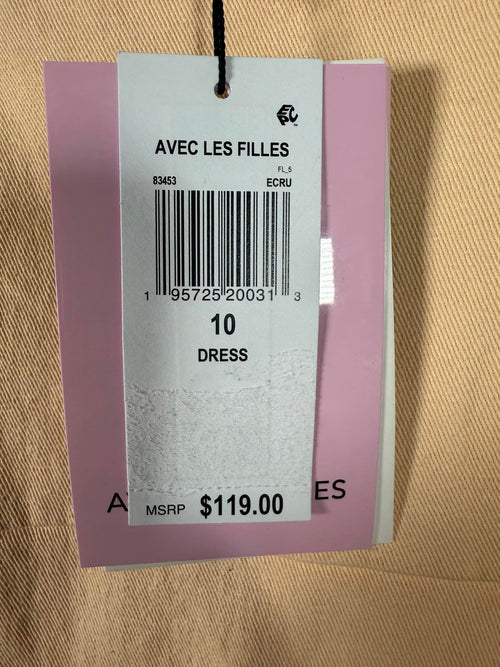 NWT Avec Les Filles Pale Yellow Sleeveless Mini Dress Size 10