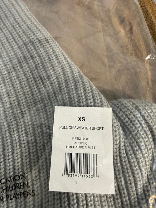 NWT Rachel Parcell Pull On Sweater Shorts Harbor Mist Gray Drawstring Size XS
