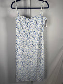 NWT French Connection White Blue Floral Midi Dress Strappy Size 8 $148 MSRP