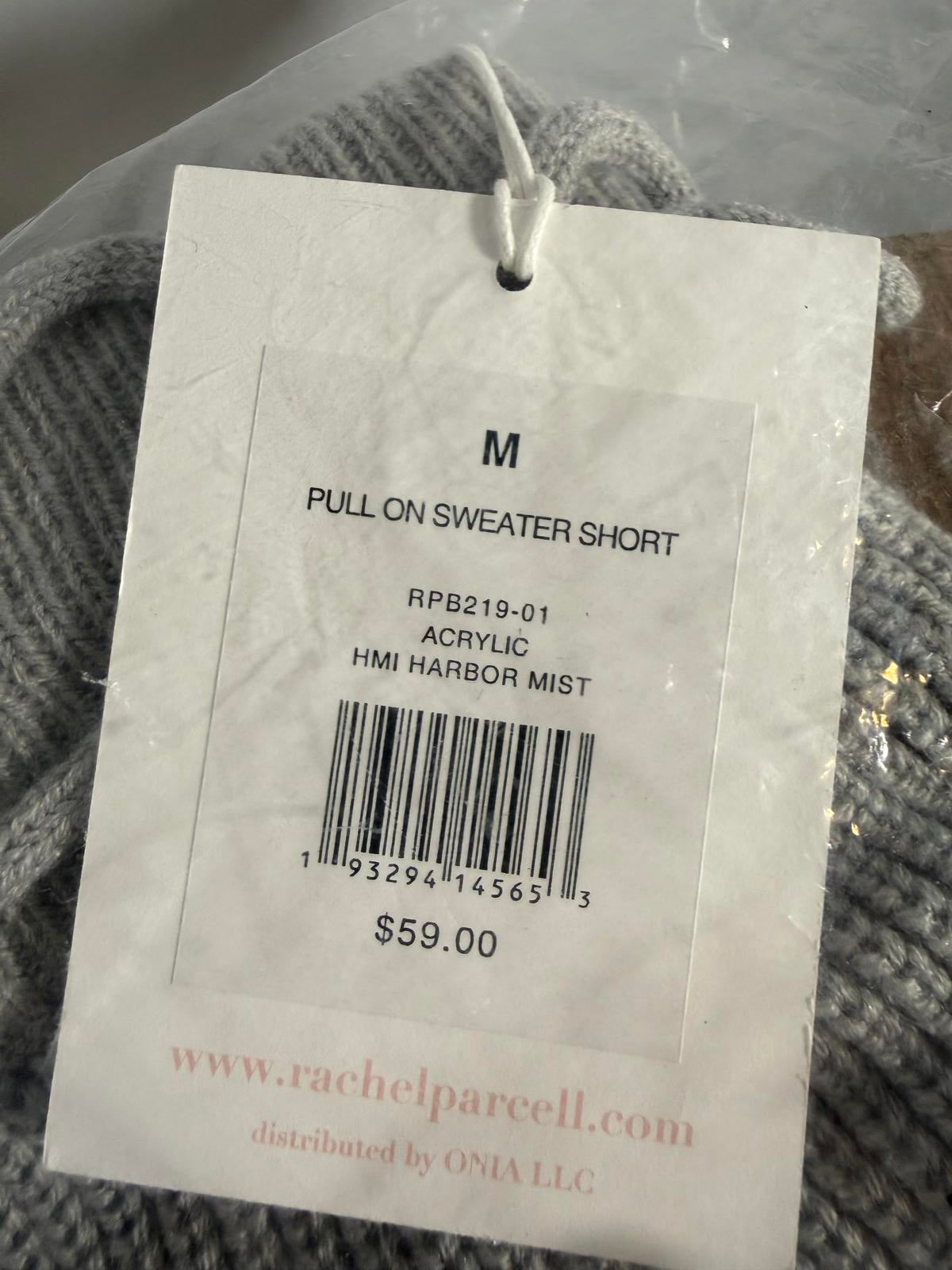 NWT Rachel Parcell Pull On Sweater Shorts Harbor Mist Gray Drawstring Size M