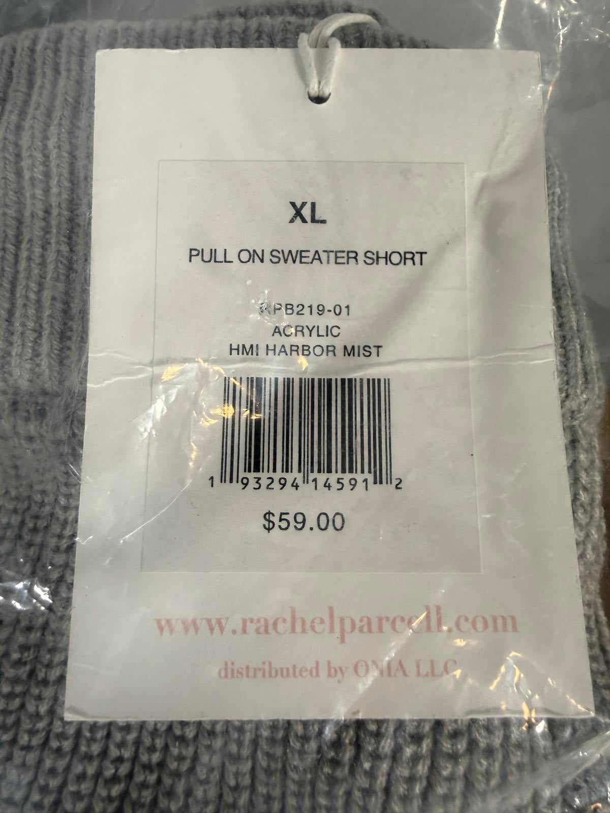 NWT Rachel Parcell Pull On Sweater Shorts Harbor Mist Gray Drawstring Size XL