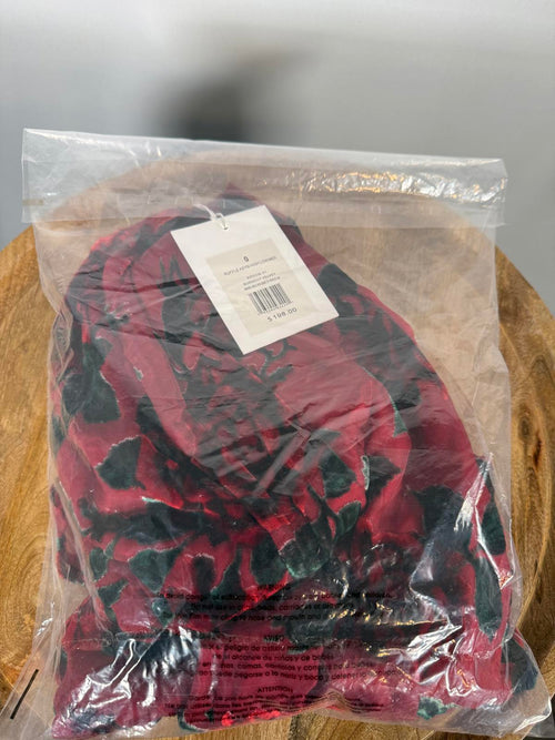NWT Rachel Parcell Burnout Velvet Ruffle High Low Midi Dress Rose Red Size 0