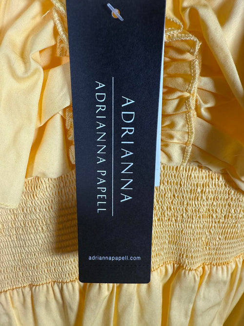NWT Adrianna Papell Yellow Ruffle Maxi Dress Smocked Waist Size 6 $149 MSRP