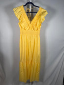 NWT Adrianna Papell Yellow Ruffle Maxi Dress Smocked Waist Size 6 $149 MSRP