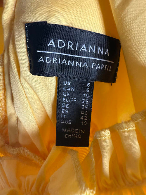 NWT Adrianna Papell Yellow Ruffle Maxi Dress Smocked Waist Size 6 $149 MSRP