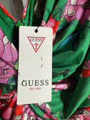NWT GUESS Green Floral Ruched Sleeveless Mini Dress Size 6