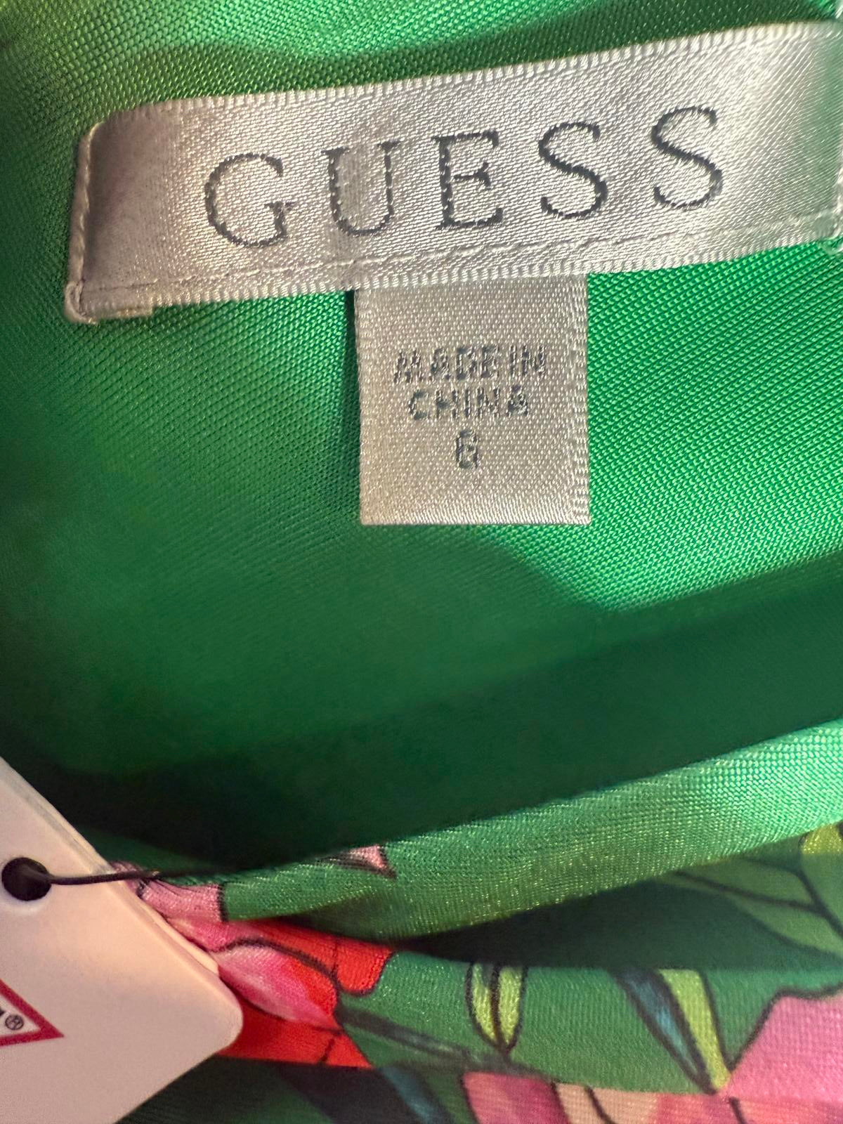 NWT GUESS Green Floral Ruched Sleeveless Mini Dress Size 6