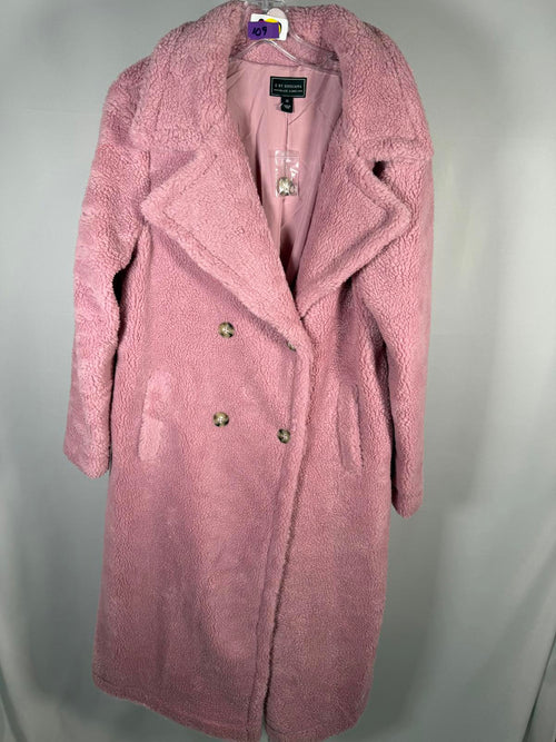 G by Giuliana Black Label Teddy Coat Lilac Pink Double Breasted Size XS NWT
