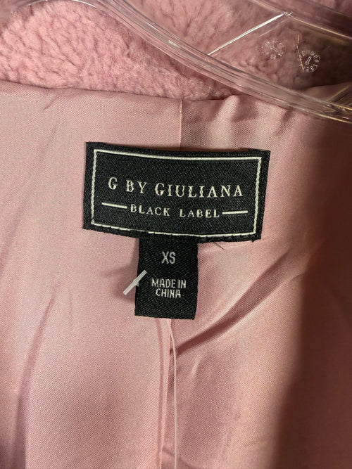 G by Giuliana Black Label Teddy Coat Lilac Pink Double Breasted Size XS NWT