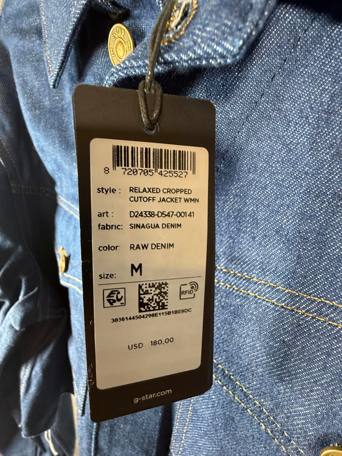 NWT G-Star RAW Frayed-Edge Cropped Denim Jacket Raw Denim Women’s Size Medium