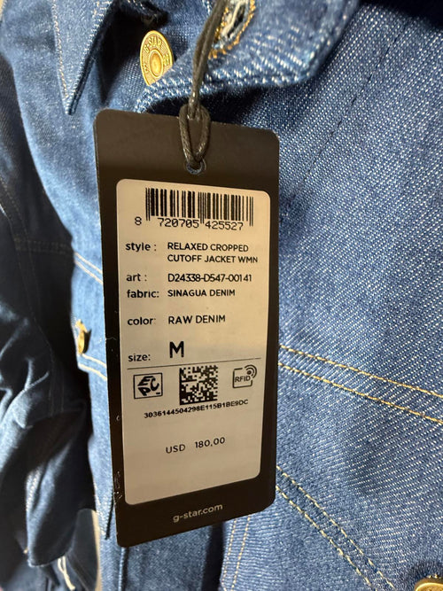 NWT G-Star RAW Frayed-Edge Cropped Denim Jacket Raw Denim Women’s Size Medium